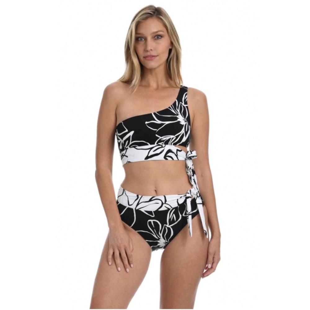 LA BLANCA | Moonlit One Shoulder Midkini Top & Convertible High Waist Bottom